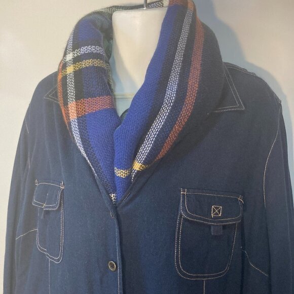 Gena Accessories Blue plaid large scarf / wrap soft Academia Fisherman - Picture 3 of 5